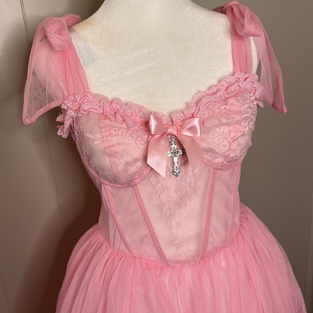 NWT Dolls Kill Widow Dance With Death Sleeveless Maxi Dress - Pink - Picture 4 of 16